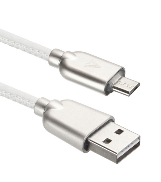 Кабель USB ACD-Allure MicroUSB - USB-A Кожа, 1м, белый