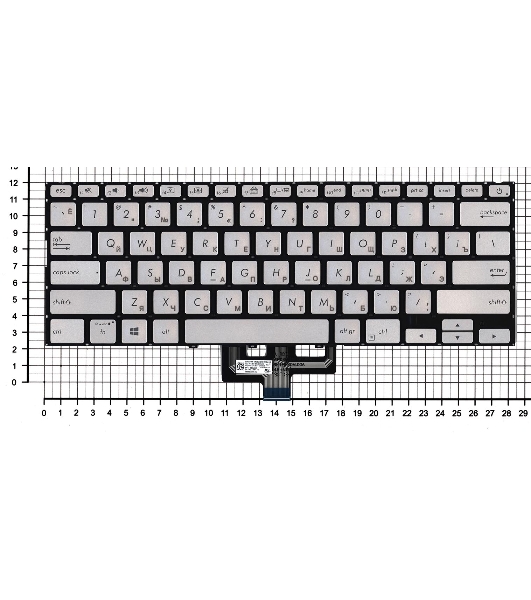 Клавиатура для ноутбука Asus ZenBook UX433FA серебристая с подсветкой