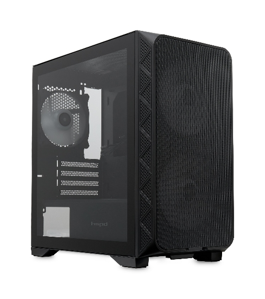 Компьютерный корпус без блока питания HSPD M321, Mesh Mini-tower, черный, slide TG, 0.45 SPCC, 2x140мм ARGb+1x120мм ARGb mATX, mITX 160/340/184мм 2x2.5', 2x3.5', 4xPCI 2xUSB-A 3.0, 1xUSB-A 1.0 390x200x385мм
