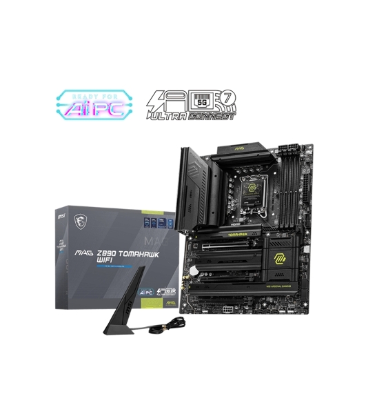 Материнская плата MSI MAG Z890 TOMAHAWK WIFI, LGA 1851, Intel Z890, 4xDDR5, 4xSATA, 4xM.2, 1xPCIe 5.0 x16, 2xPCIe 4.0 x4, 1xHDMI, 2xUSB-C Thunderbolt 4, 1xUSB-C 3.2 Gen 2, 3xUSB-A 3.2 Gen 2, 4xUSB-A 3.2 Gen 1, 1x 5Gb LAN, 2x3.5 мм, 7.1, ATX