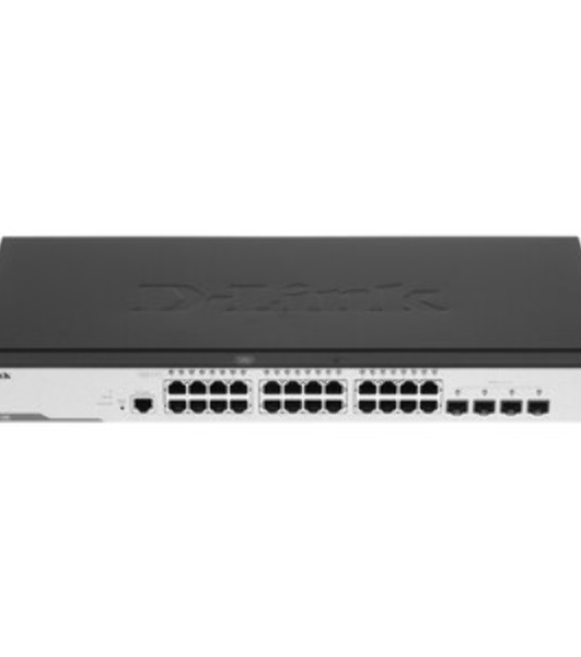 Коммутатор D-Link DGS-3000-28XMP/B1A, 24×1 Гбит/с + 4×10 Гбит/с SFP+, управляемый