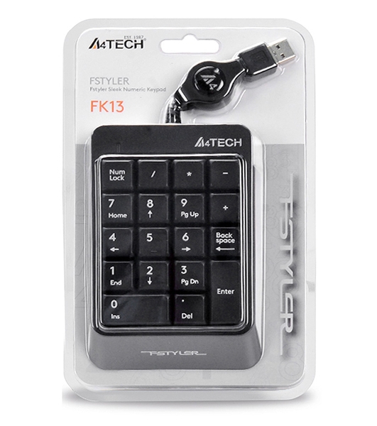 Числовой блок проводной A4Tech Fstyler FK13, USB, серый