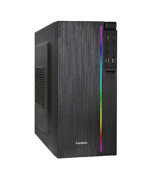 Компьютерный корпус Minitower ExeGate mEVO-9302-NPX450 (mATX, БП 450NPX с вент. 12см, 2хUSB+1хUSB 3.0, HD аудио, черный, с RGb подсветкой)
