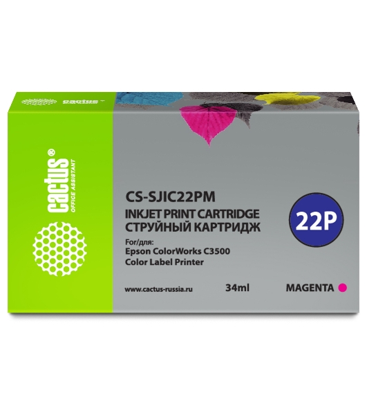 Картридж струйный Cactus CS-SJIC22PM пурпурный (34мл) для Epson ColorWorks C3500