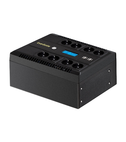 Источник бесперебойного питания ExeGate NEO Smart LHB-850.LCD.AVR.8SH.CH.RJ.USB 850VA/510W, LCD, AVR, 8*Schuko, RJ45/11, USB, 4*USB-порта для зарядки, черный