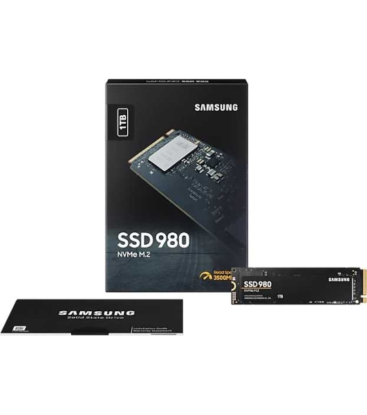 Накопитель SSD Samsung 980, 1000Gb, PCIe 3.0 x4, M.2 2280, NVMe, R/W 3500/3000