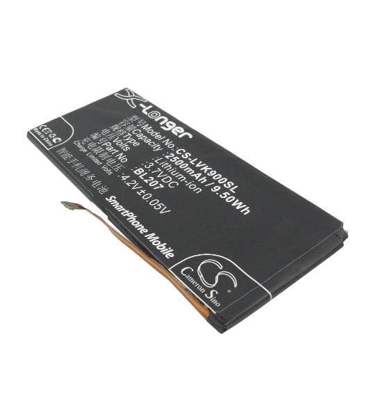 Аккумулятор CameronSino CS-LVK900SL BL207 для Lenovo K9003.7V, 2500mAh, 9.50Wh