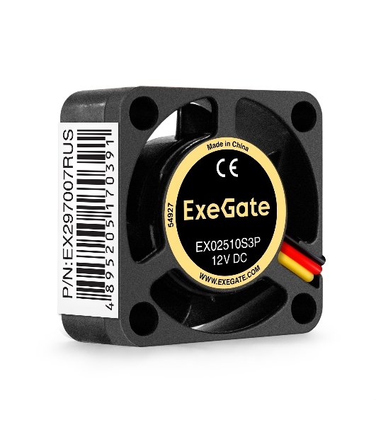 Вентилятор для корпуса ExeGate EX02510S3P черный, 25 мм, 10000 об/мин, 22 дБ, 3 pin