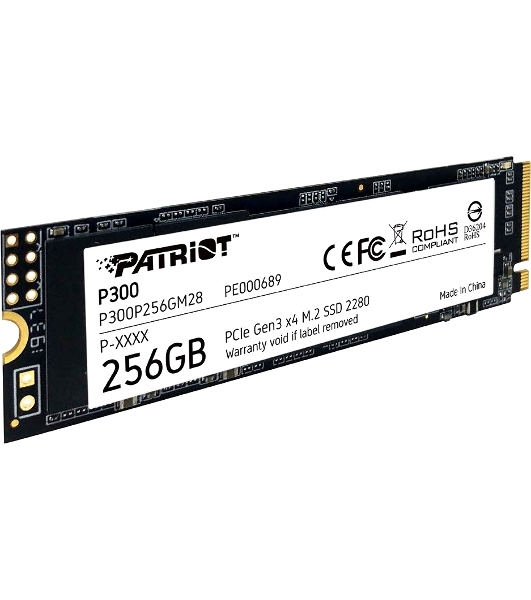 Накопитель SSD Patriot P300, 256Gb, PCIe 3.0 x4, M.2 2280, NVMe, R/W 1700/1100