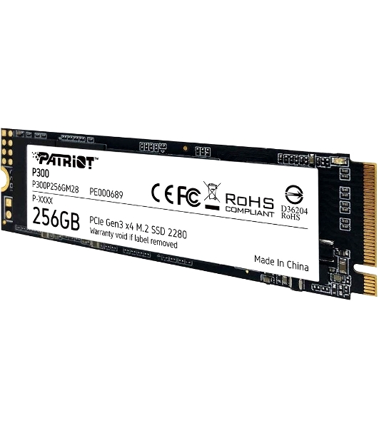 Накопитель SSD Patriot P300, 256Gb, PCIe 3.0 x4, M.2 2280, NVMe, R/W 1700/1100