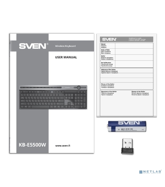 Клавиатура SVEN KB-E5500W беспроводная, радиоканал, чёрный