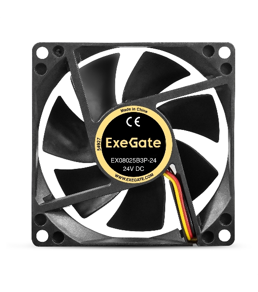 Вентилятор для корпуса ExeGate EX08025B3P-24 черный, 80 мм, 2900 об/мин, 30.6 дБ, 3 pin