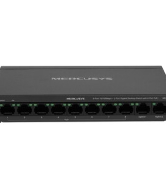 Коммутатор настольный Mercusys MS110CP с 8 портами PoE+ 10/100 Мбит/c и 2 гигабитными портами