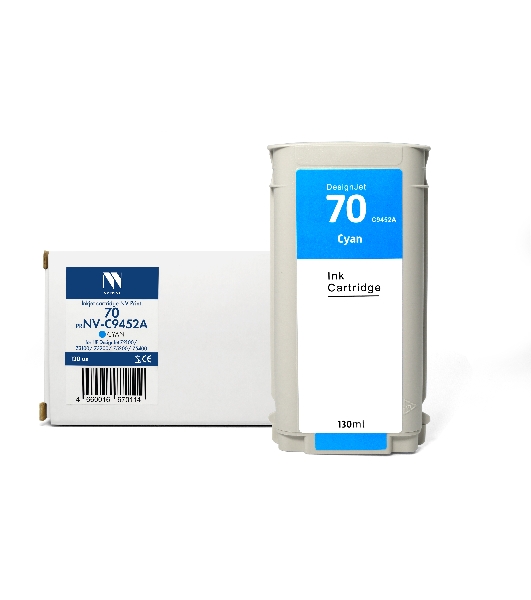 Картридж струйный NVPrint 70 (NV-C9452A) Cyan для HP DesignJet Z2100/Z3100/Z3200/Z5200/Z5400 (130 мл) совместимый