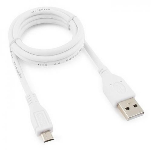 Кабель USB2.0 Pro Cablexpert CCP-mUSB2-AMBM-W-1M, AM/microBM 5P, 1м, экран, белый, пакет