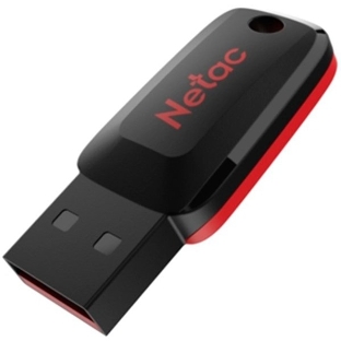 Флешка USB Netac U197 (NT03U197N-064G-20BK), 64Gb, USB 2.0, R/W 25/10, черный/красный