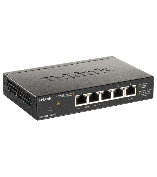 Коммутатор D-Link DGS-1100-05PDV2, 5×1 Гбит/с, настраиваемый