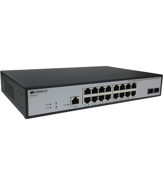 Коммутатор управляемый ORIGO OS3218/A1A, L3, 16x1000Base-T, 2x10Gbase-X SFP+, консольный порт RJ-45, комплект для установки в 19' стойку