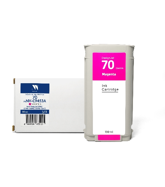 Картридж струйный NVPrint 70 (NV-C9453A) Magenta для HP DesignJet Z2100/Z3100/Z3200/Z5200/Z5400 (130 мл) совместимый
