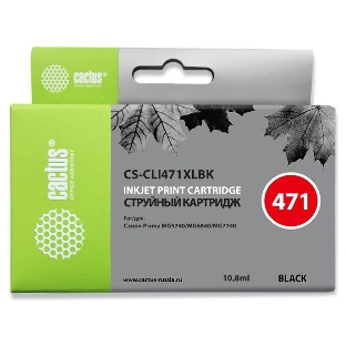 Картридж струйный Cactus CS-CLI471XLBK фото черный (10.8 мл) для Canon MG5740/MG6840/MG7740