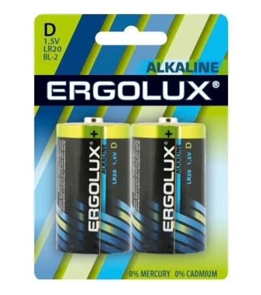 Элемент питания алкалиновый Ergolux LR20 BL-2 LR20 BL-2 1.5В Alkaline (блист.2шт)