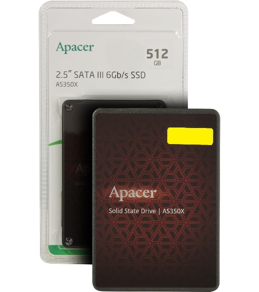 Накопитель SSD Apacer AS350X, 512Gb, 2.5', SATA III, R/W 560/540