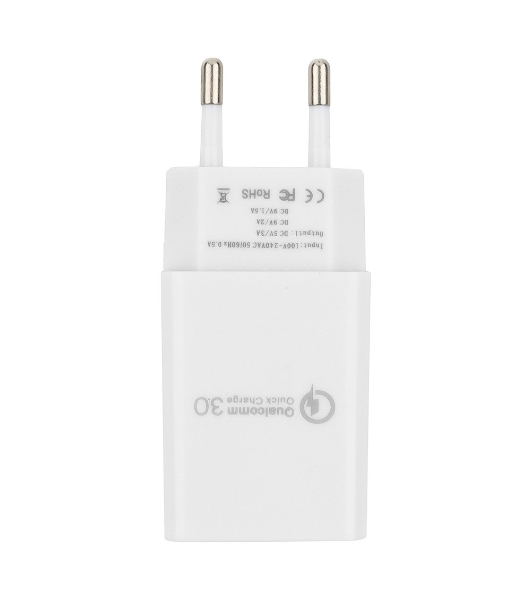 Сетевое зарядное устройство Cablexpert MP3A-PC-16, QC 3.0, 100/220V - 1 USB порт 5/9/12V, белый