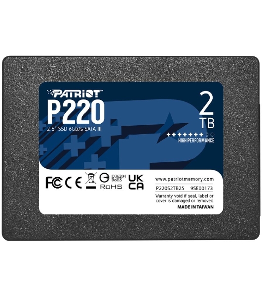 Накопитель SSD Patriot P220, 2Tb, SATA III, 2.5', R/W 550/500