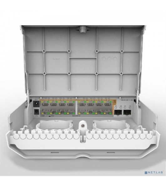 Коммутатор MikroTik Cloud Router Switch 318-16P-2S+OUT with 800MHz CPU, 256MB RAM, 16x Gigabit LAN with PoE-out, 2xSFP+ cages, RouterOS L5 or SwitchOS (dual boot), outdoor enclosure, mounting kit (power supply N