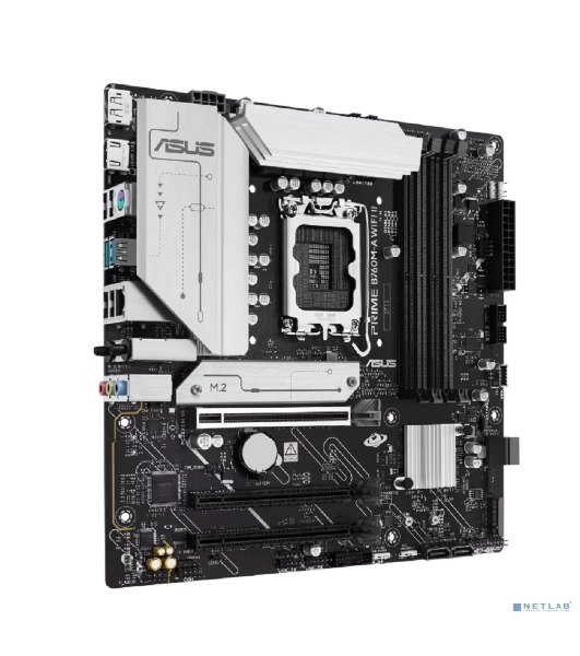 Материнская плата ASUS PRIME B760M-A WIFI II, LGA 1700, Intel B760, 4xDDR5, 4xSATA, 2xM.2, 1xPCIe 5.0 x16, 2xPCIe 4.0 x16, 1xHDMI, 1xDP, 1x2.5Gb LAN, Wi-Fi 6E, Bluetooth 5.4, 2xUSB-A 10Gbps, 4xUSB-A 2.0, 3x3.5 мм, 7.1, mATX