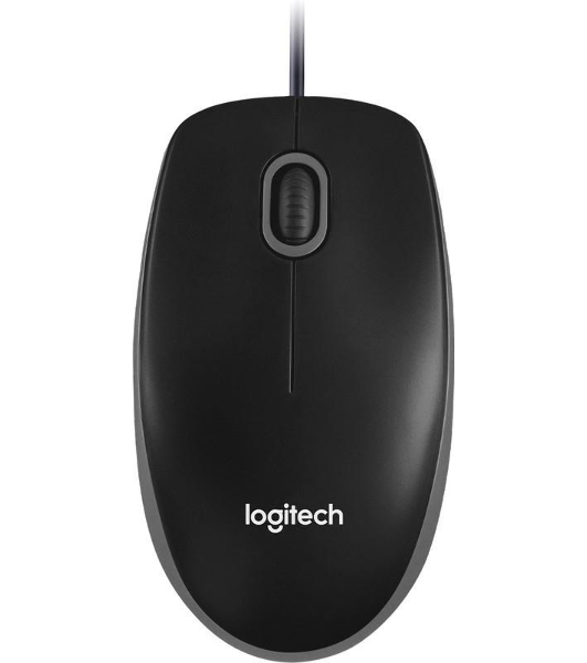 Мышь проводная Logitech B100 черный, 1000 dpi, USB, кнопки - 3