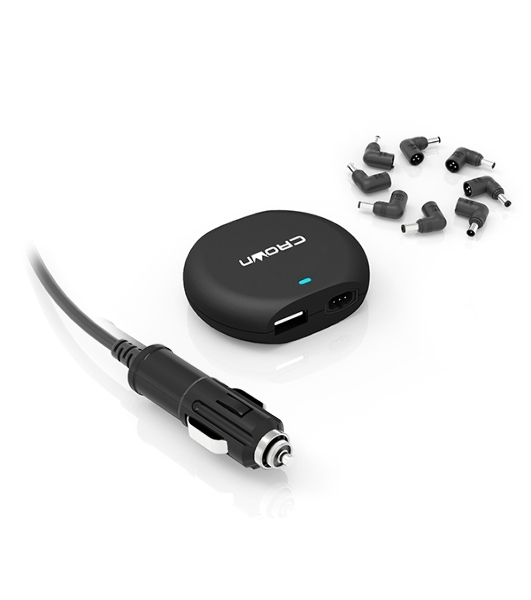Зарядное устройство для ноутбука CROWN USB CMLC-3294 черный (Автомобильное 12V, 90W 15-20V, порт USB 5V 2.1A)