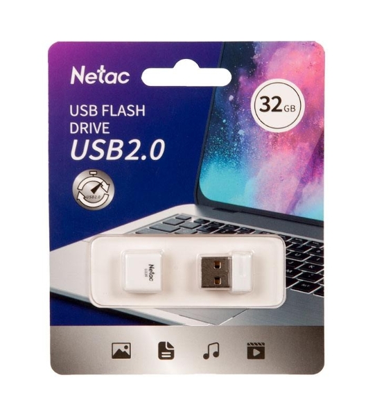 Флешка USB Netac U116 (NT03U116N-032G-20WH), 32Gb, USB 2.0, R/W 70/30, белый