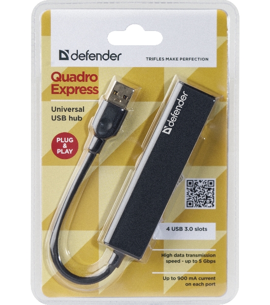 USB-концентратор Defender Quadro Express, USB 3.0, USB 4 порта, USB