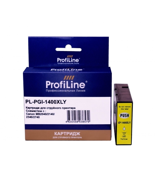 Картридж струйный ProfiLine PL-PGI-1400XLY для принтеров Canon MB2040/MB2140/MB2340/MB2740 с чернилами Yellow