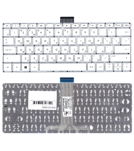 Клавиатура для ноутбука HP Pavilion x360 11-K белый без рамки горизонтальный Enter