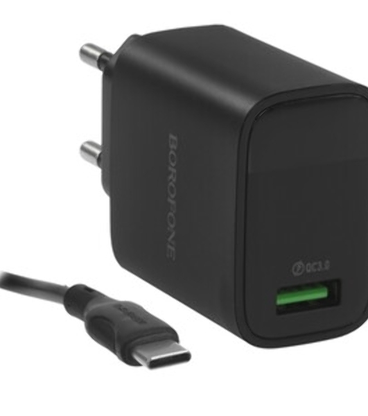 Сетевое зарядное устройство BOROFONE (6941991120428) BA95A 1USB 3.0A QC3.0 18W, черный