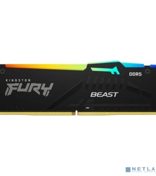Оперативная память Kingston Fury Beast, DDR5, 8GB (1x8GB), 5200MHz, CL40, DIMM, с радиаторами, RGB, черный