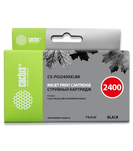 Картридж струйный Cactus CS-PGI2400XLBK черный (74.6 мл) для Canon MAXIFY iB4040/МВ5040/МВ5340