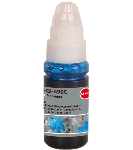Чернила Cactus CS-GI-490C голубой 70мл для Canon PIXMA G1400/G1410/G1411/G2400/G2410/G2411/G3400/G3410/G3411/G4400/G4410/G4411