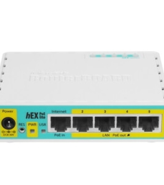 Маршрутизатор MikroTik RB750UPr2 hEX PoE lite 5x Ethernet, раздача PoE, 650 МГц ЦП, 64 МБ 5-портовый 100-Мбитный маршрутизатор с поддержкой PoE на 4-х портах