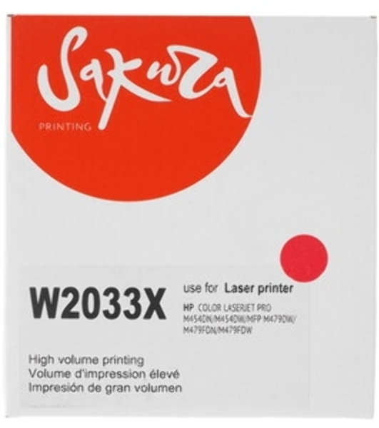 Картридж лазерный Sakura W2033X (HP 415X) для HP LaserJet Pro M454, MFP M479, пурпурный, 6000 к.