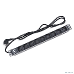 Блок евророзеток Cabeus PDU-9P-2EU для 19' шкафов, горизонтальный, 9 розеток, 16 A, без выключателя, шнур 2м, алюминиевый корпус, немецкий стандарт, фото 1