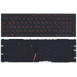 Клавиатура для ноутбука Asus FX502 черная с красной подсветкой