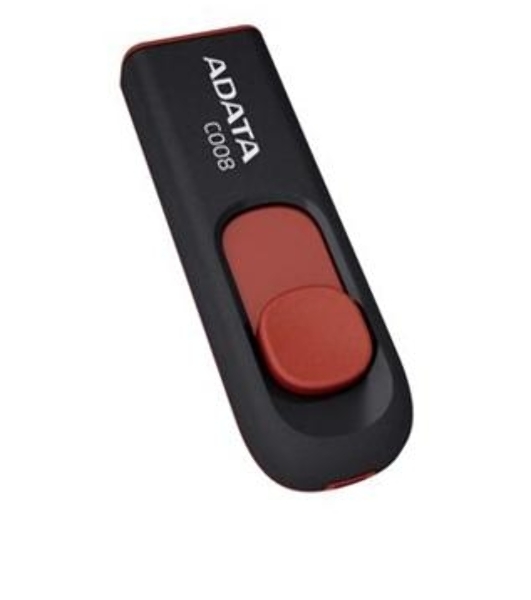 Флешка USB ADATA С008 (AC008-32G-RKD), 32Gb, USB 2.0, R/W 15/5, черный/красный