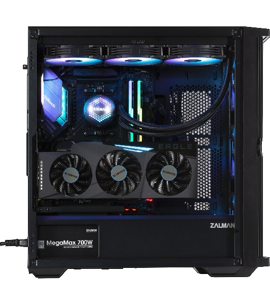Компьютерный корпус ZALMAN Z10 PLUS, ATX, черный, WINDOW, 2x3.5', 2x2.5', 2xUSB 3.0, 1xUSB 3.1 Type-C, FRONT 3x140мм ARGb, REAR 1x120мм ARGb