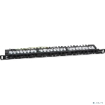 Комм. патч-панель Cabeus, 19', 0,5HU, портов: 24 х RJ45, кат. 5е, неэкр., черный, (PLHD-24-Cat.5e-Dual-90-0,5U), фото 1