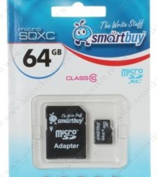 Флеш карта Smartbuy MicroSDHC 64Gb Class10 + адаптер(Флеш карта Smartbuy microSDHC 64Gb Class 10 SB64GbSDCL10-01 + adapter; SB64GbSDCL10-01; черный)