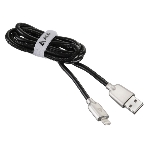 Кабель USB ACD-Allure Lightning - USB-A Кожа, 1м, черный, фото2