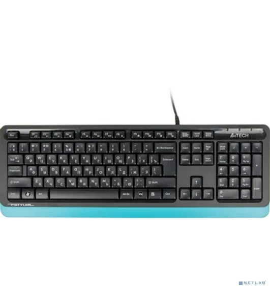 Комплект клавиатура+мышь A4Tech FStyler F1010 проводной, USB, 1600 DPI, чёрный/синий